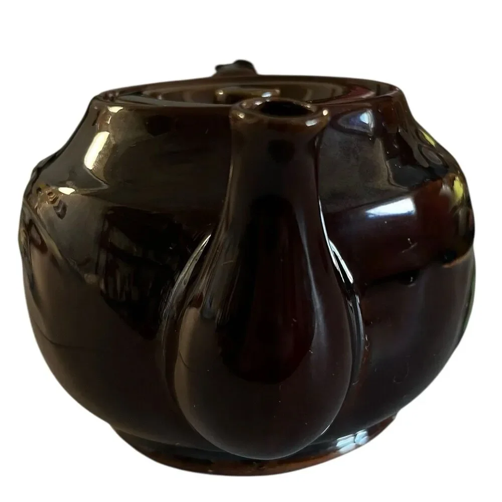Vintage Hadson Dark Brown‎ Hand-painted Teapot Made In Occupied Japan